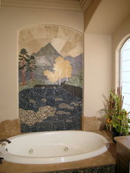baño con paisaje en incrustacion