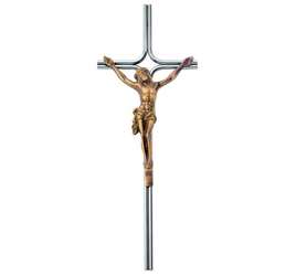 cruz metalica con cristo de bronce o acero 